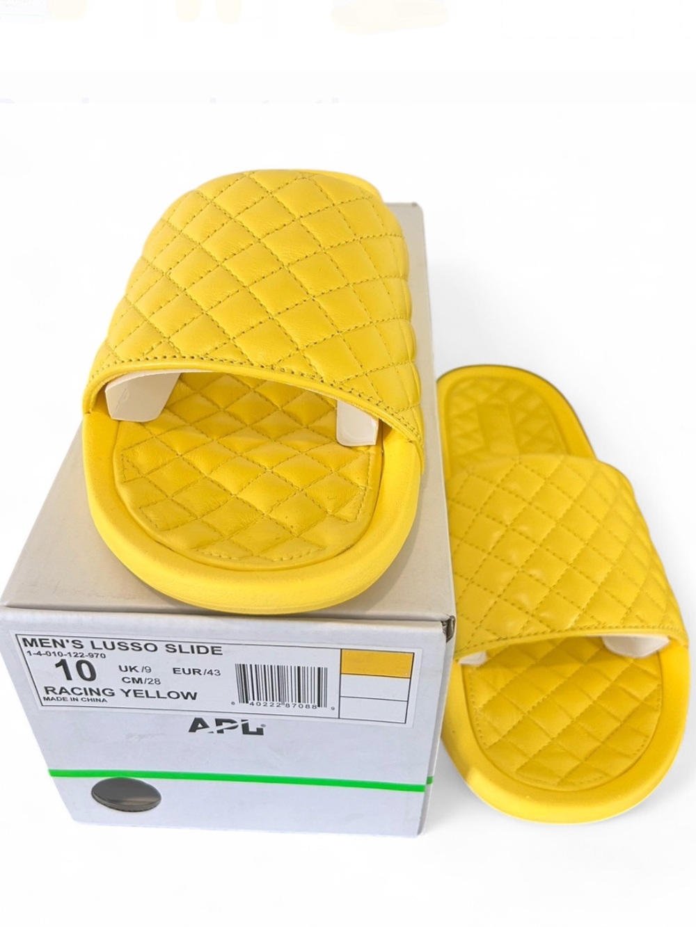 APL Racing Yellow Quilted Slide Men’s Size-10 New LUSSO